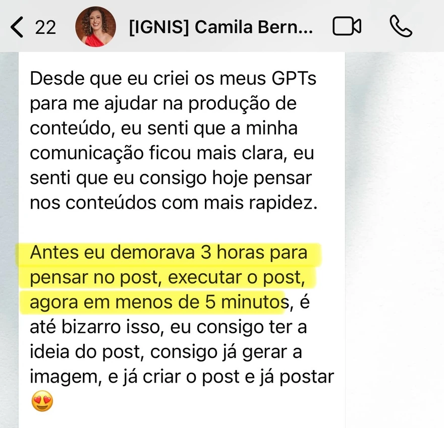 Camila conta que levava 3 horas para produzir um post e agora leva menos de 5 minutos